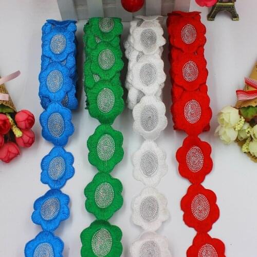 YACKALASI 3D Flower Embroidered Lace Ribbon Braid Lace Trims 3D Flower Belt 3.5cm