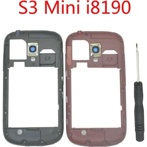 Back Frame For Samsung S3 Mini I8190 i8200 Original Mobile Phone New Housing Rear Middle Panel With Camera Glass Lens + Tools
