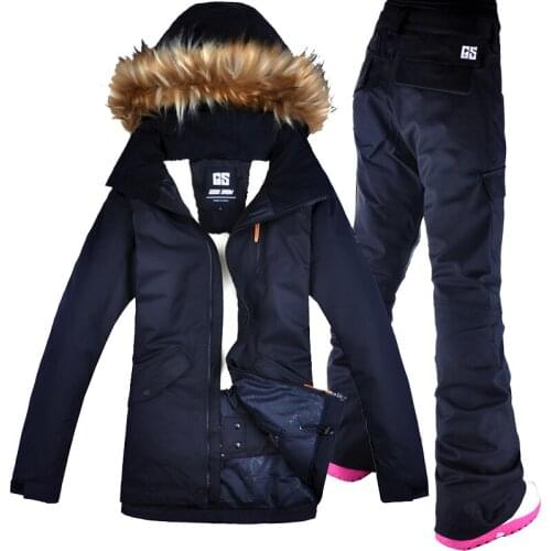 GSOU SNOW Womens Ski Suit Snowboard Suit Jacket + Pant Waterproof Windproof Clothing for Women Winter Clothing Free shipping