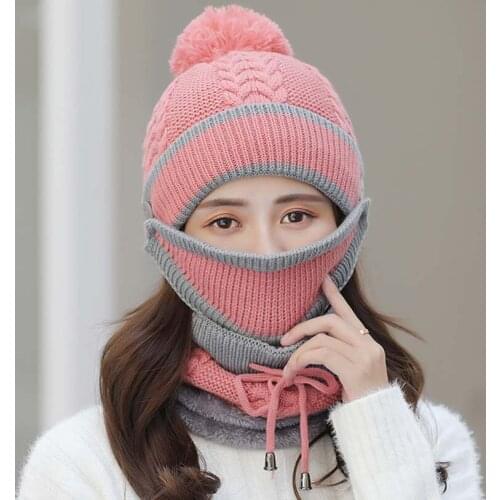 Winter Hat Warm Knitted Hat and Circle Scarf Set OutdoorsScarf Beanie Skull Cap for Winter