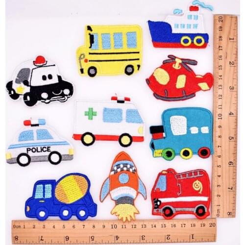 10pcs/set Kids Boys DIY Embroidery Applique Handwork Patches All Kinds Of Cars Sewing Stitching Cloth Fit School Bags