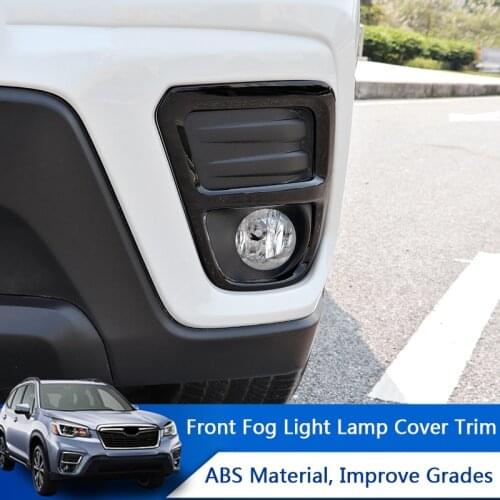 QHCP Front Fog Light Cover Frame Fog Lamp Decorative Stickers Trim ABS Baking Black 2Pcs For Subaru Forester 2019 2020 Accessory