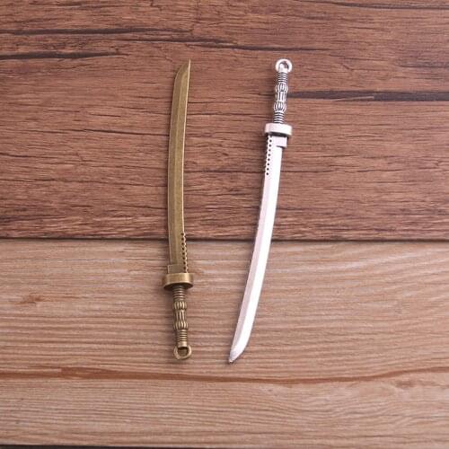 2PCS 10*106mm Metal Alloy Two Color Long Sword Knife Charms Pendant for Jewelry Making DIY Handmade Craft