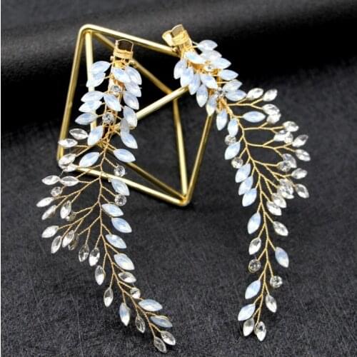 2PCS/set 2020 Newest Fashion Crystal Leaves Hair Clip Wedding Hair Accessories Women Bridal prom party Hair Jewelry Headpieces