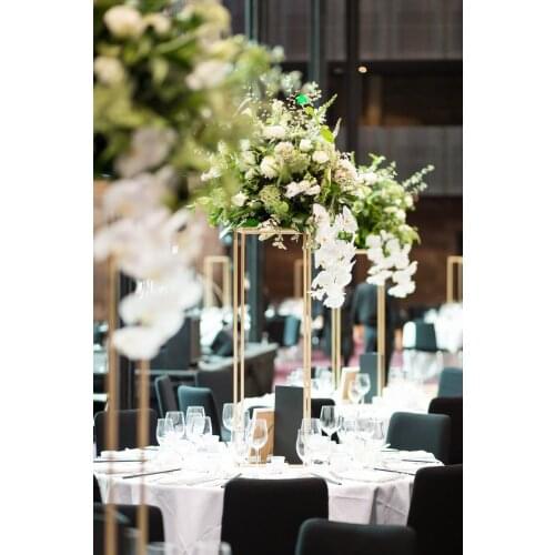 20pcs/lot Gold Flower Vase Floor Vases Column Stand Metal Road Lead Wedding Table Centerpiece Flower Rack Event Party Decoration