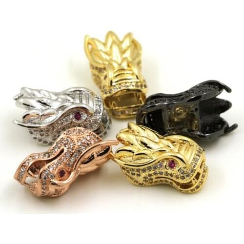 3pcs/lot Dragon head bead,Medely Jewelry Copper Spacer Beads Dragon Head Beads For Men Bracelets DIY HC-D0007
