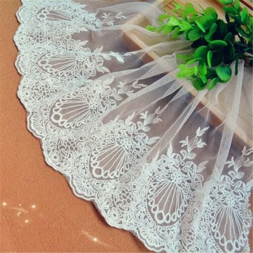 3 yard/ lot width 23cm off white embroidered lace fabric , DIY handmade materials lace trim, clothing accessories lace
