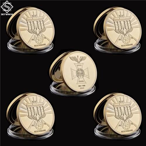 5PC German EK2 Cross Iron Reichsbank 999/1000 Gold Gold Direktorium Challenge Euro Coins