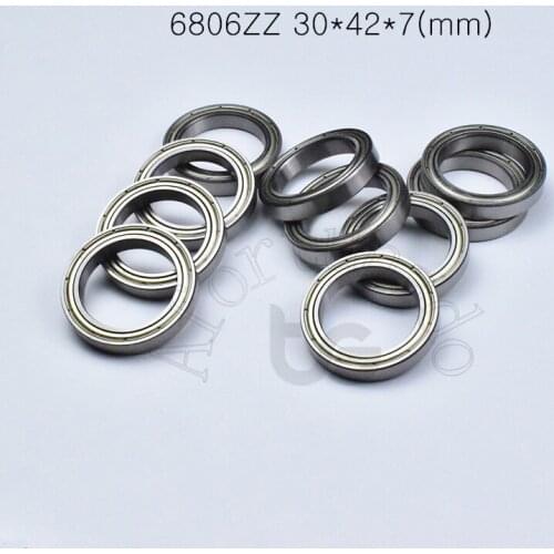 6806ZZ 30*42*7(mm) 10pieces bearing ABEC-5 6806 6806ZZ chrome steel metal sealed bearing Thin wall bearings