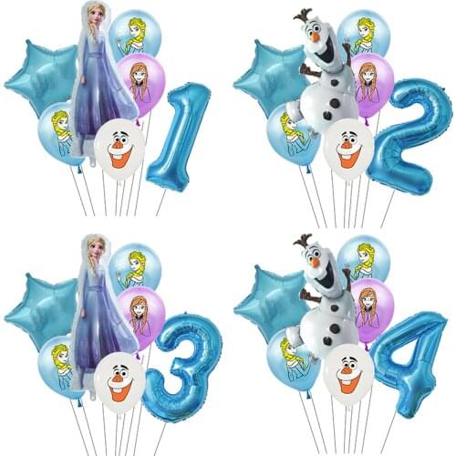 7Pcs Disney Frozen Elsa Olaf Snow Queen Princess Foil Balloons Air Globo Baby Shower Birthday Party Decorations Kid Love Toy