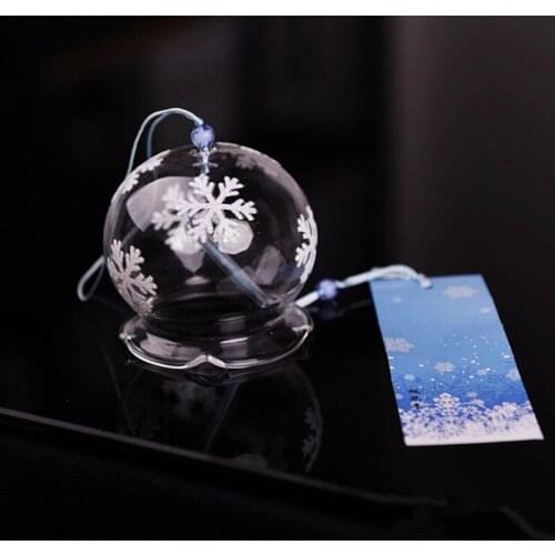8pcs/pack 7*8cm Japan Style Glass Bell Diameter=8cm Hand Drawing Glass Windchime Friend Gift Snow Flake Hanging Decorative