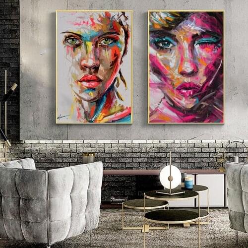Abstract Woman Face Canvas Paintings Modern Woman Posters and Prints Cuadros Wall Art Pictures for Living Room Home Decoration