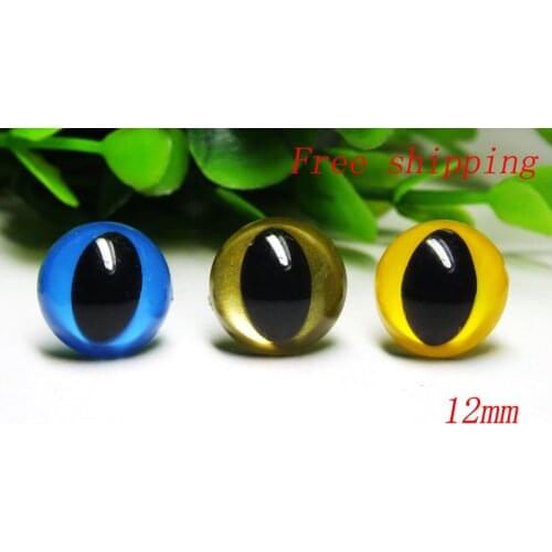 Free ship!!12mm green-gold-yellow colour Cat Fish Safety Eyes for Amigurumi Toy Making Bear Supplies - 30 Pairs