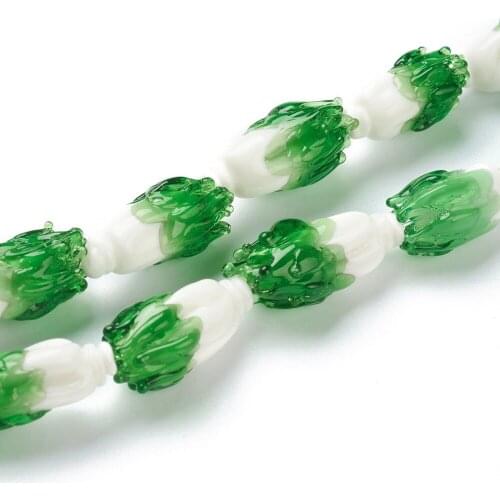 15pcs Handmade Lampwork Chinese Cabbage Beads for jewelry making DIY Bracelet Necklace Decor Accessories