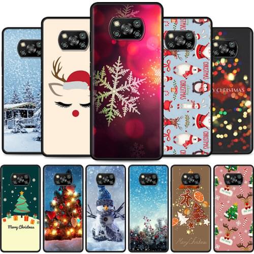 Merry Christmas New Year Phone Case For Xiaomi Poco X3 NFC X3 M3 Pro 5G F3 GT F1 Redmi Note 8 9 10 Pro 8T 9T 9S Soft Cover Coque