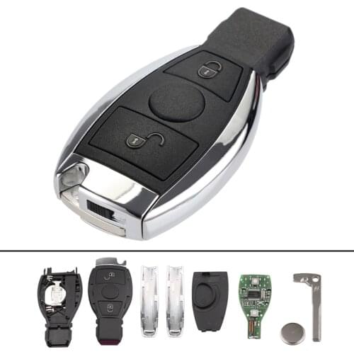 434MHz 2 Buttons Remote Car Key Fob with NEC&BGA Key Shell Replacement Case Keyless Entry Uncut Flip for Mercedes BENZ 2000