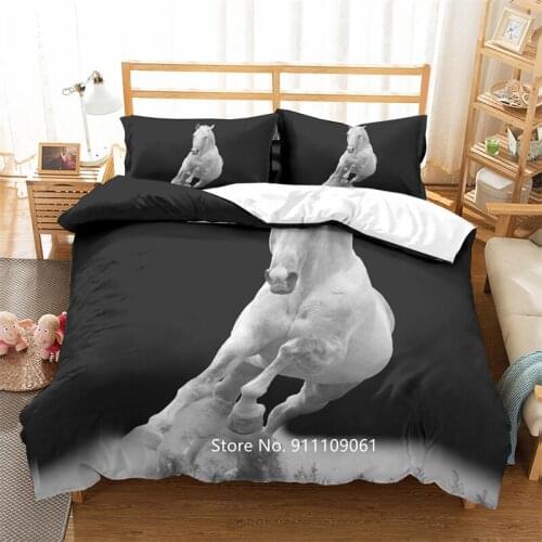 Childrens Bedroom Decoration Cute Animals Horse Pentium Bedding Set Adult Deluxe Down Quilt Cover Large Bedspread Pillowcase