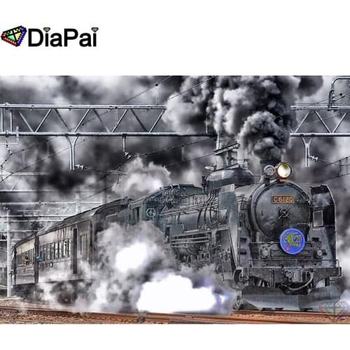 DIAPAI 5D DIY Diamond Painting "Train scenery" Full Drill Resin Diamond Embroidery Cross Stitch Home Decor A26099