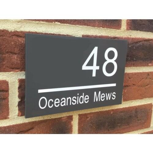 DIY House Number CONTEMPORARY GREY FLOATING HOUSE NUMBER NAME PLAQUE SIGN