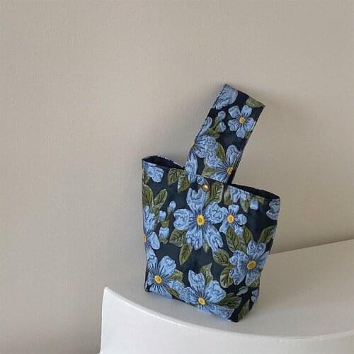 Girls Underarm Bag Cute Flower Top Handles Women Small Shoulder Bucket Bags Vintage Design Ladies Handbags Evening Clutch Purse