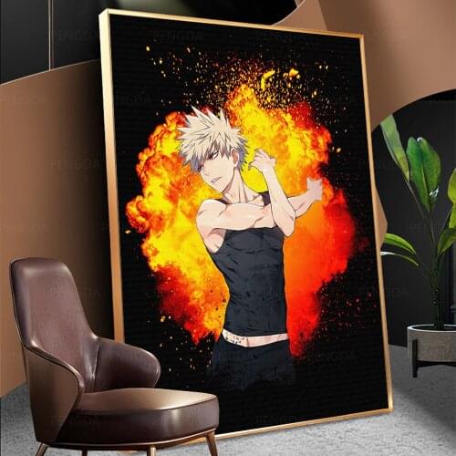 Canvas Prints Paintings Wall Art Fire Anime Strong Man Poster Modular Strong Japan Pictures For Living Room Modern Home Decor