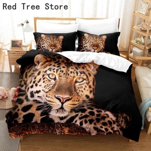 3D Bedding Set Leopard Animal Pattern Duvet Cover Queen King Single Double Size with Pillowcase 2/3pcs Comforter Quilt No Sheets
