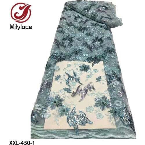 Latest Nigerian Lace Fabric 2021 High Quality Lace Embroidered Mesh Tulle Fabric for Wedding Dress XXL-450