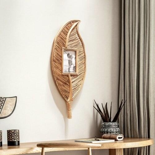 New Chinese Style Porch Corridor Vertical Version Chinese Style Retro Decorative Painting Solid Wood Reed Photo Frame Pendant