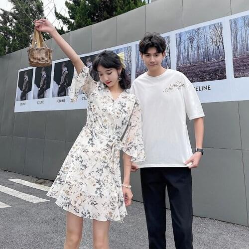 Summer small fresh flower skirt cool summer couple outfit couples clothes couples clothing