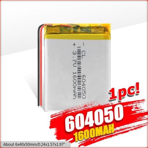 3.7V 1600mAh 604050 lipo polymer lithium rechargeable battery cells for MP3 GPS navigator DVD power bank Tablet PC camera
