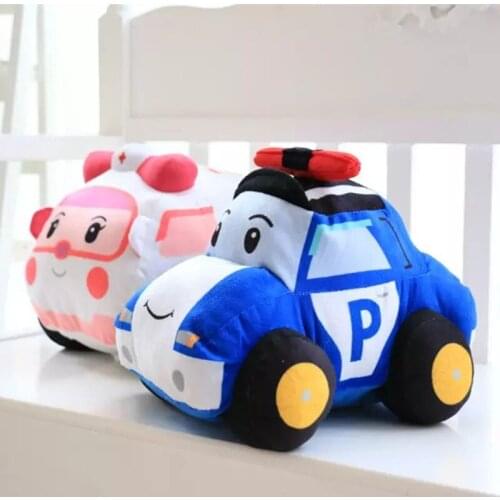 23/30cm Cartoon Cute PoliceCar Ambulance Cute Plush Stuffed Toy Kawaii Car Doll Baby & Toddler Toys For Children Birthday Gifts