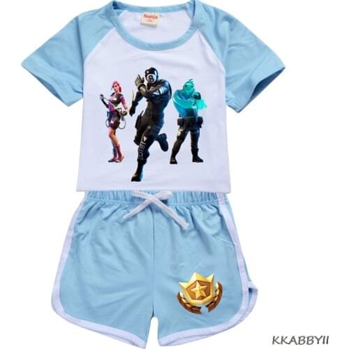 Fortnites Fashion Cross Border Trend Cartoon Childrens Clothes T-shirt Shorts Casual Sports Suit