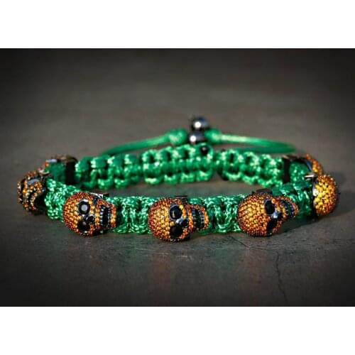 Fashion Skeleton Bracelets & Bangles Homme Handmade Luxury CZ Zircon Hippie Braided Bracelet Pulseras