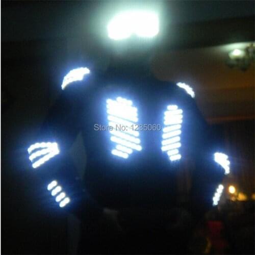 Fashion LED Armor Light Up Jackets Costume Glove Glasses Led Outfit Clothes Led Suit For LED Robot suits