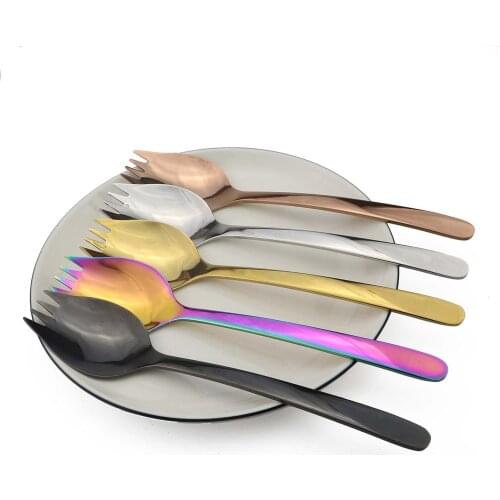Muilt Color Salad Forks Black Rainbow Cutlery Set Mirror 18/10 Stainless Steel Sporks Fruit Fork Scoop Dinnerware 1 Piece