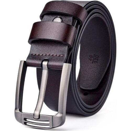 Genuine Leather Belts for Men High Quality Black Pin Buckle Jeans Belt Cowskin Casual Belts Business Belt Cowboy Waistband
