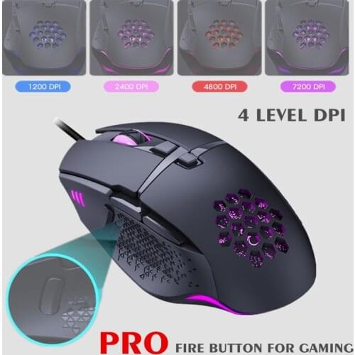 Wired LED Gaming Mouse 7200 DPI Computer Mouse Gamer USB Ergonomic Mause With Cable For PC Laptop RGB optical Mice With Backlit