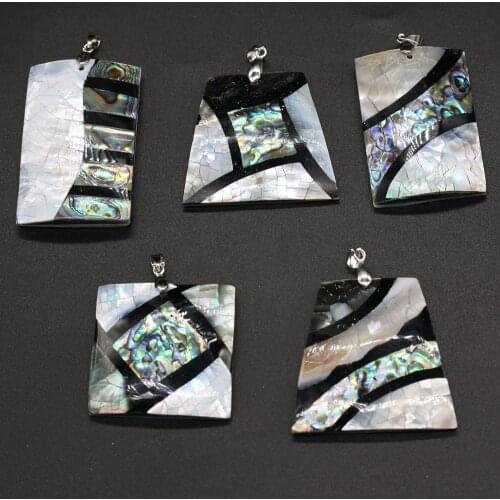 Natural Abalone Shell Pendant Exquisite Stripe Pattern Pendant Charms for Women DIY Jewelry Making Necklace Exquisite Gift