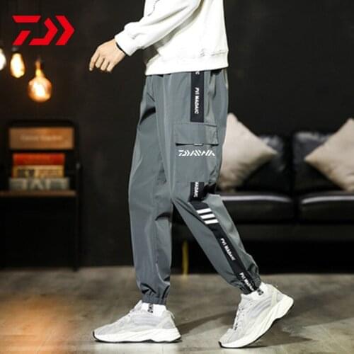 Daiwa Spring Autumn New Thin Trend Fishing Pants Outdoor Sport Hiking Cotton Increase and Fat Loose Multi-pocket Mens Trousers