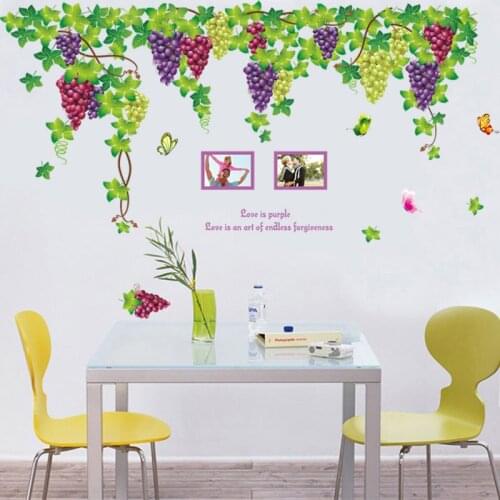 Extra large fruit purple grape wall stickers for living room wall art decorative mural diy removable pvc decals