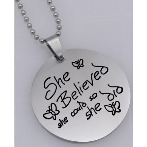 She believed she could so she did stainless steel jewelry family gift Customed picture necklace N435