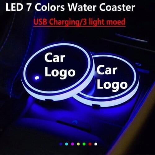 Led Car Logo Cup lights Luminous Coaster Drinks Holders For Geely emgrand X7 Atlas EC7 7 X3 X6 X70 EC8 EC718 GC6 LC CK2 CK3 CK1
