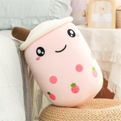 24/35CM Real-life Bubble Milk Tea Plush Toy Pillow Soft Food Milk Tea Cup Pillow Cushion Stuffed Doll Toy For Kids Birthday Gift