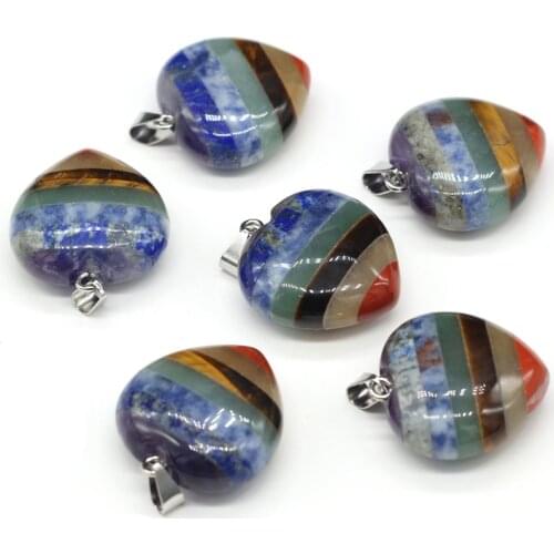 Heart Shape Natural Stone Pendants Reiki Heal Energy Necklace Pendant for Fashion Jewelry Making DIY Necklace Accessories