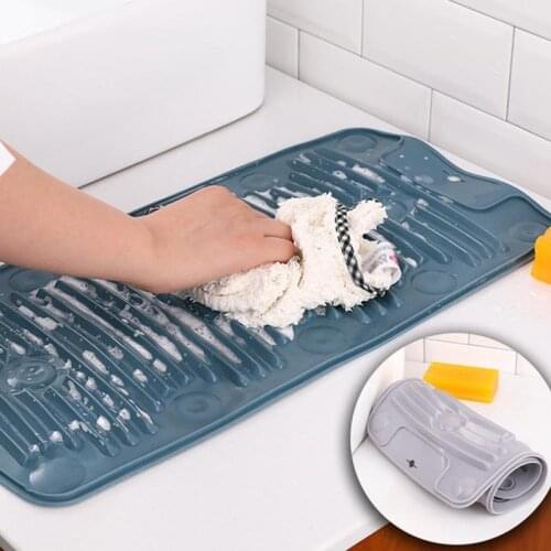 Portable Foldable Silicone Washboard Home Creative Suction Cup Non-slip Washing Clothing Board Shoes Cleaning Mop Laundry Mat