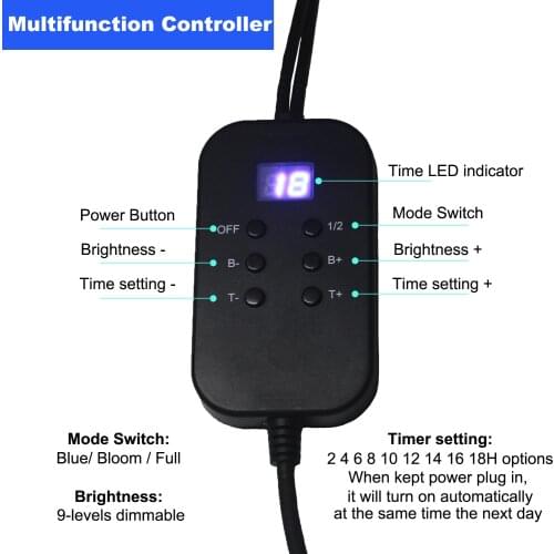 JCBritw Dimming and Timer Controller for LED Grow Lights Time 2/4/6/8/10/12/14/16/18 Hours Setting Input 0－24V Output 120W