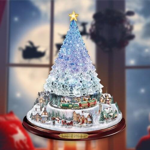 Christmas Tree Rotating Sculpture Train Decorations Paste Window Paste Stickers Christmas Decorations Winter Home Decoration