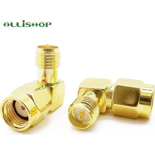 RP SMA Brass Adapter RP SMA Male Jack To RP SMA Female Jack Screw Thread Connector 90 Degrees Right Angle RF SMA Adapter
