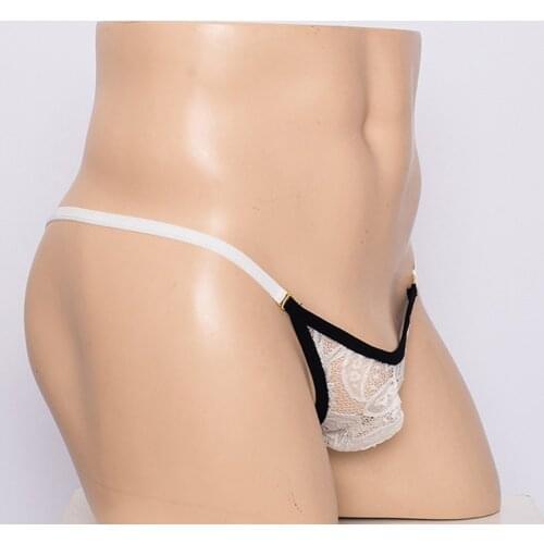 Sexy Men Bikini thong Swimwear Ultra-thin Lace Mesh Briefs Men Gay Panties Bulge Pouch G-string Thong Gay Men Underwear