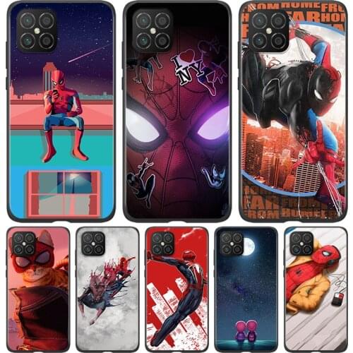 Silicone Cover Marvel Spider-Man For Huawei Nova 8 7i 6 5T 5i 5Z 4E 3i 3e 2i SE PRO Lite 4G 5G Black Phone Case